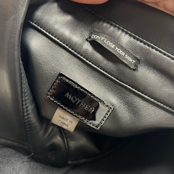 MOTHER The Roomie Frenchie Black Faux Leather Long Sleeve Button Down Size XS - Picture 7 of 11